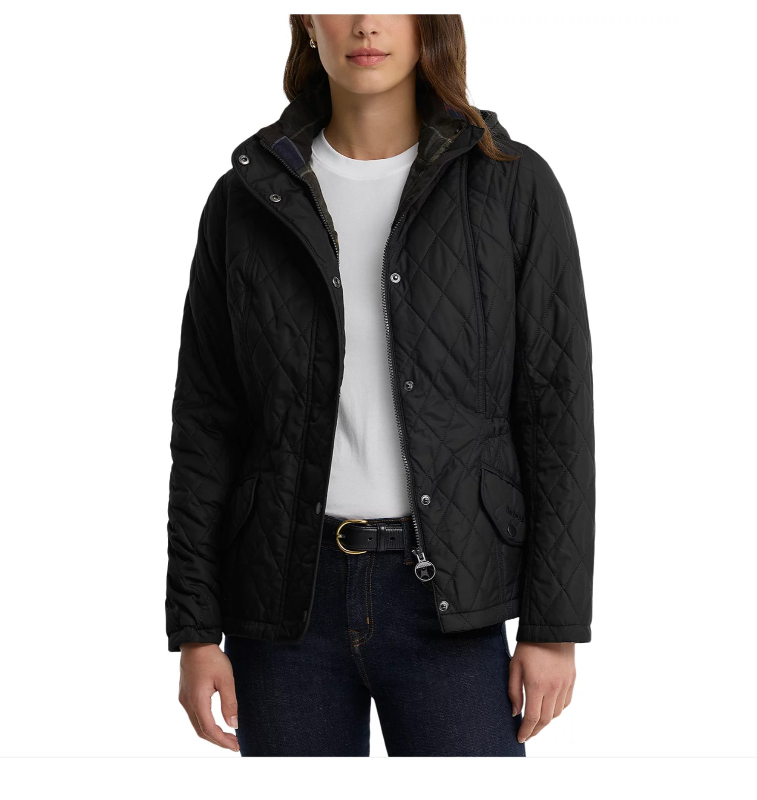 Black~ Barbour MILLFIRE Quilted Jacket w/Detachable Hood MSRP$280 British Luxury