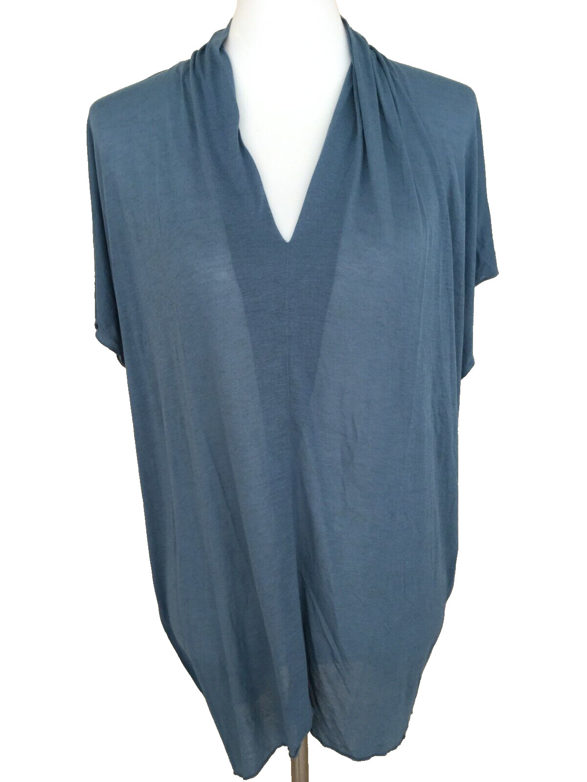 LAMade Cashmere Blend V Neck Tunic Top Blue Oversized Small Soft Knit NEW