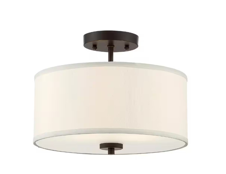 Savoy House Meridian 13 in. W x 10 in. H 2-Light Oil Rubbed Bronze Semi-Flush