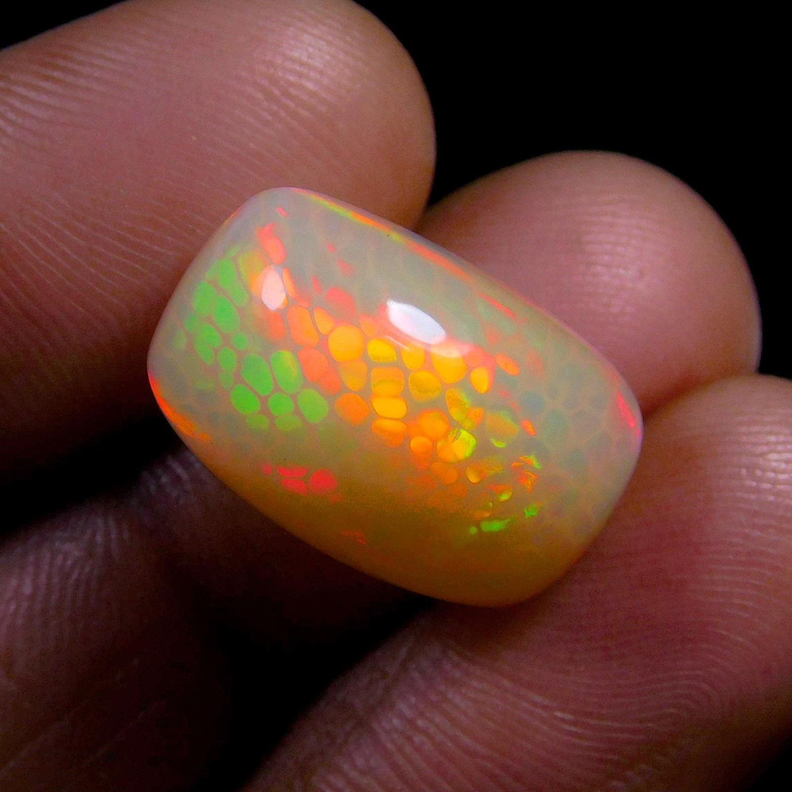 Rare AAA Honeycomb Ethiopian Opal Cabochon Gemstone Size 17.7x11.7x9mm 9.75Cts Rare AAA Honeycomb Ethiopian Opal Cabochon Gemstone Size 17.7x11.7x9mm 9.75Cts