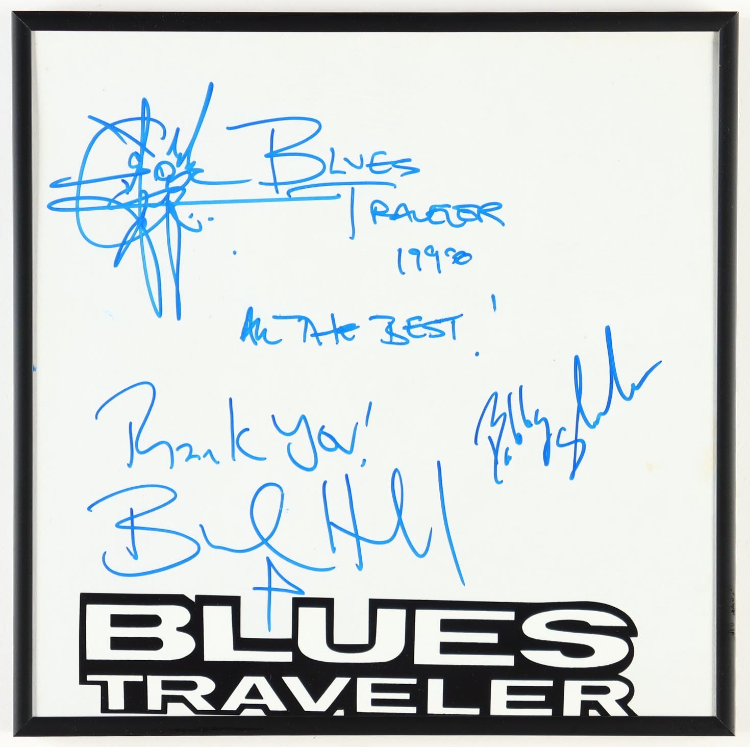 Blues Traveler Original Lineup Signed Inscibed 13x13 Custom Display Framed COA Blues Traveler Original Lineup Signed Inscibed 13x13 Custom Display Framed COA