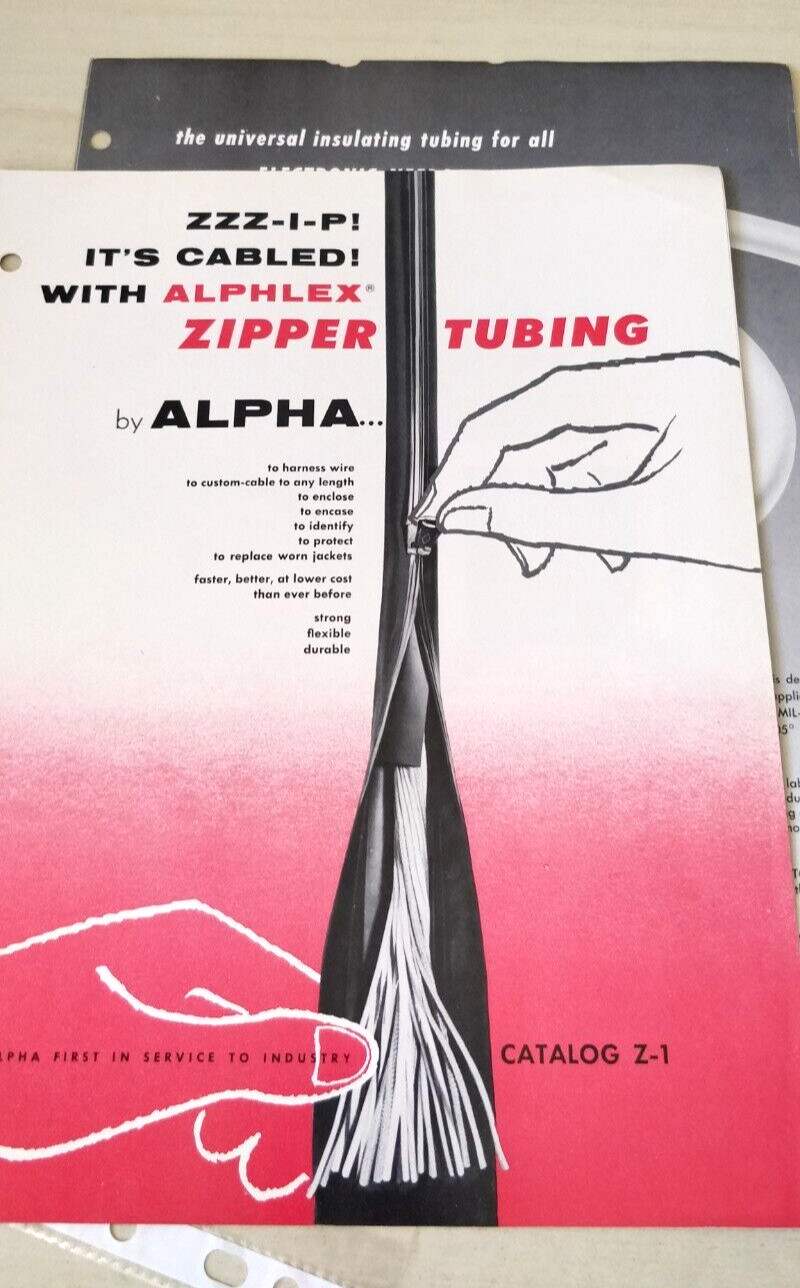1958 ALPHA Wire - Catalog / Sales Flyer - Zipper Tubing, Plastic Tubing 1958 ALPHA Wire - Catalog / Sales Flyer - Zipper Tubing, Plastic Tubing