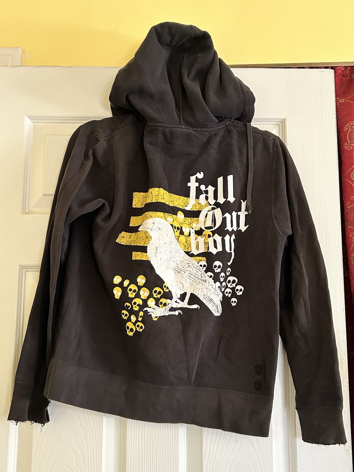 Vintage 2007 Fall Out Boy Zip Up Hoodie APX Tag XS Men Black Skull Crow Graphics Vintage 2007 Fall Out Boy Zip Up Hoodie APX Tag XS Men Black Skull Crow Graphics