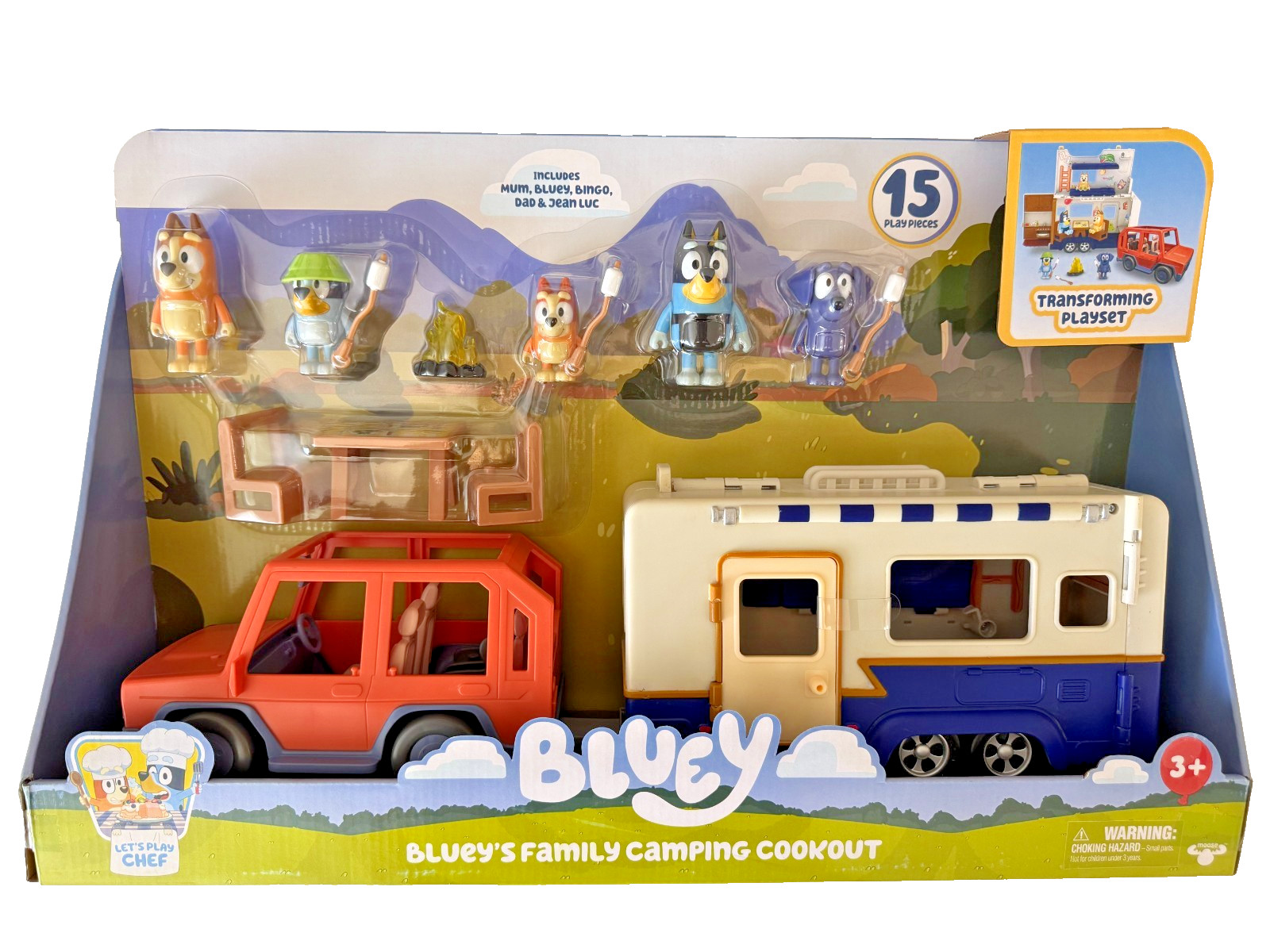 Bluey's Family Camping Cookout Adventures 15pc Transforming Playset