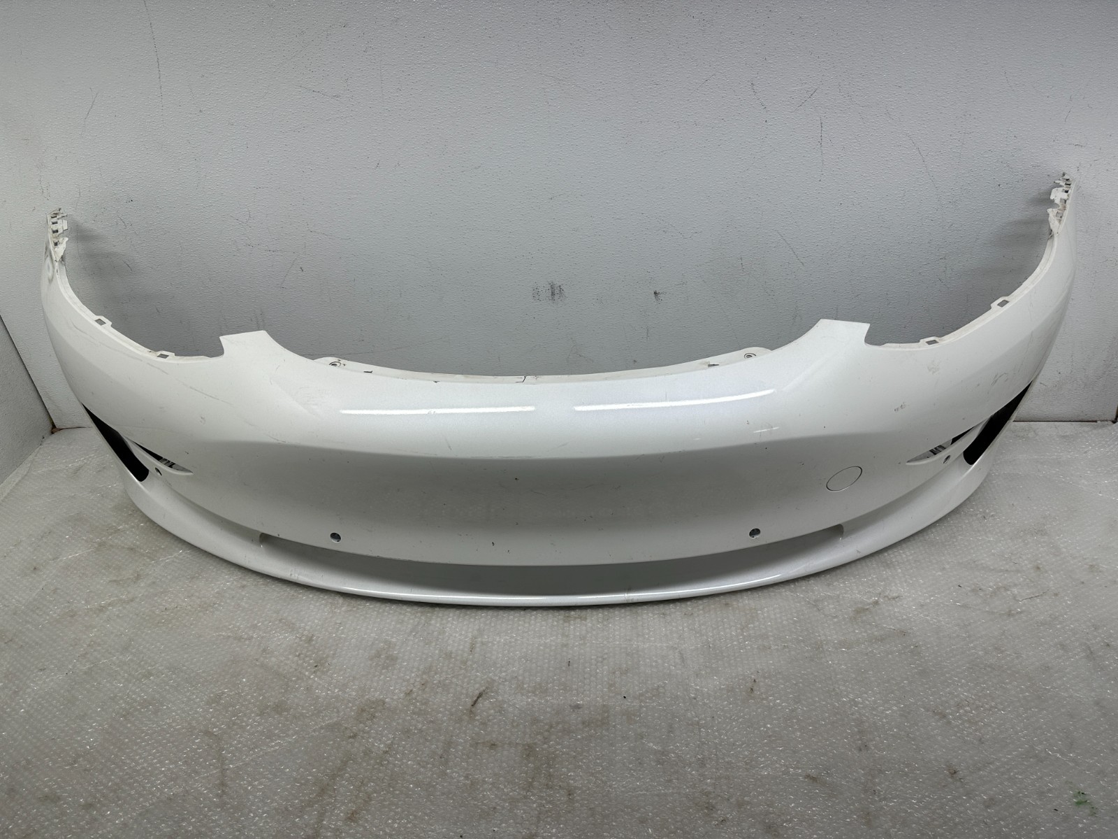 2017-2023 TESLA MODEL 3 FRONT BUMPER COVER PANEL W/ PDC SENSOR HOLE WHITE OEM
