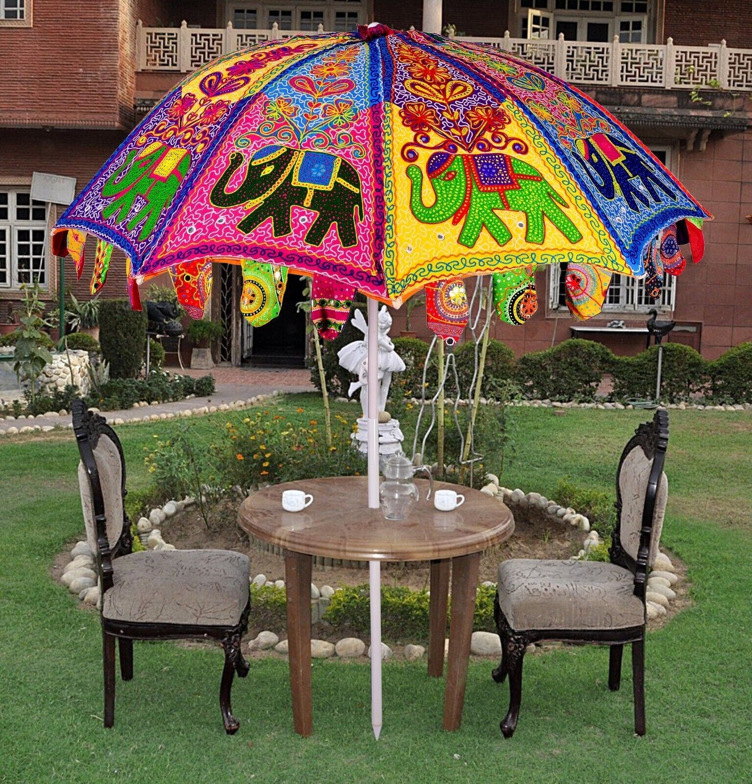 Indian Garden Umbrella Outdoor Patios Rajasthani Parasol Large Sun Umbrella