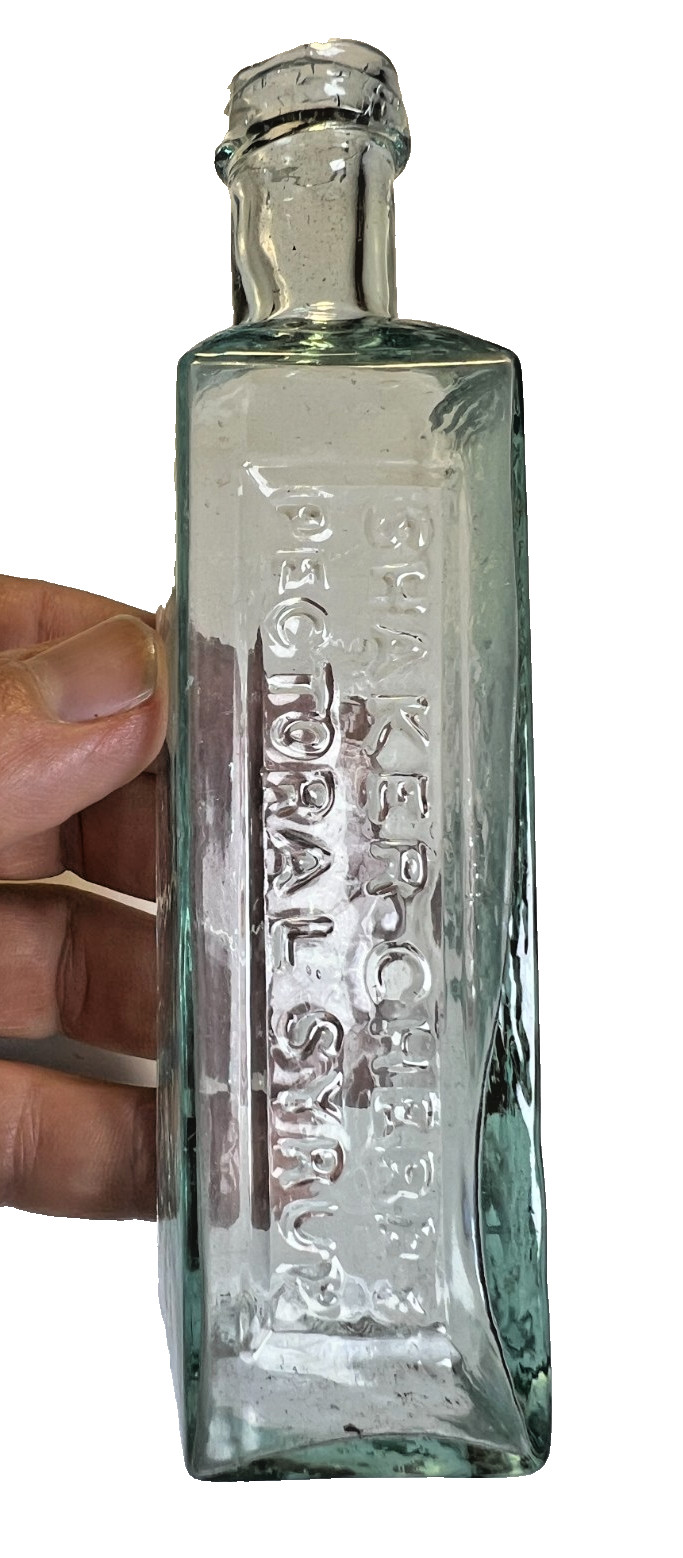 Antique Shaker Society Cherry Syrup Canterbury New Hampshire Open Pontil Bottle