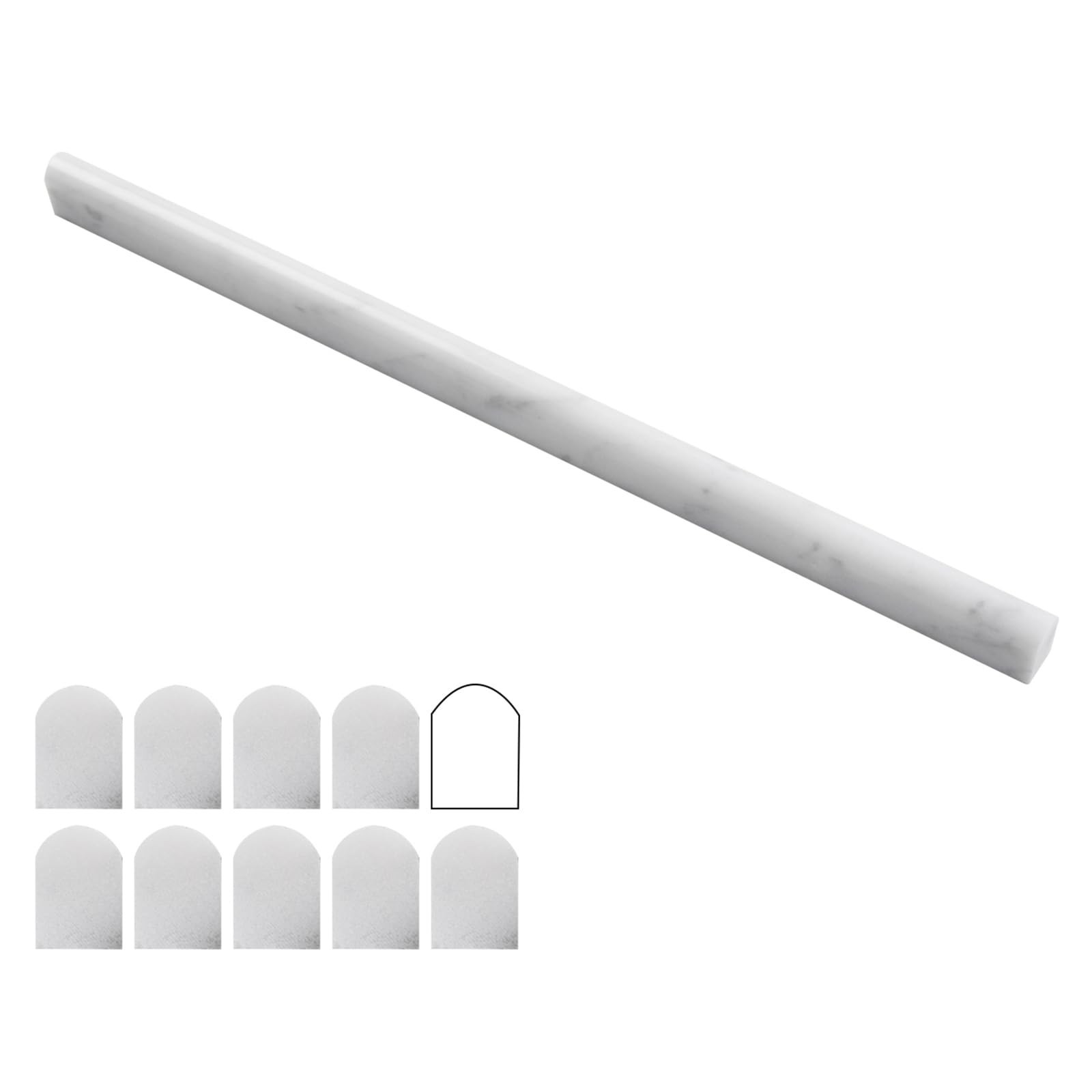 Lovdeco Carrara White 1/2 X 12 Marble Pencil Liner Tile Edge Trim Molding For