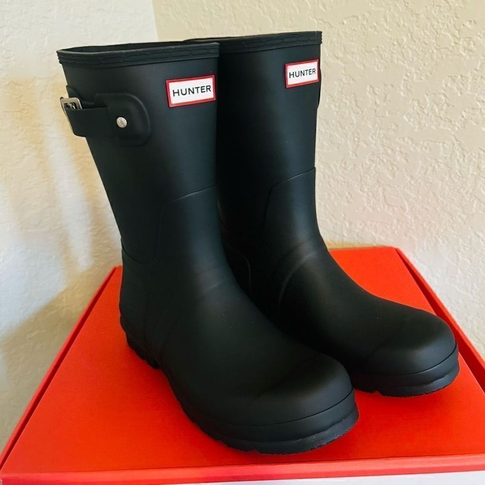 HUNTER Men\'s Original Short Waterproof Rain Boot, Rubber Black, Size 12, NWT