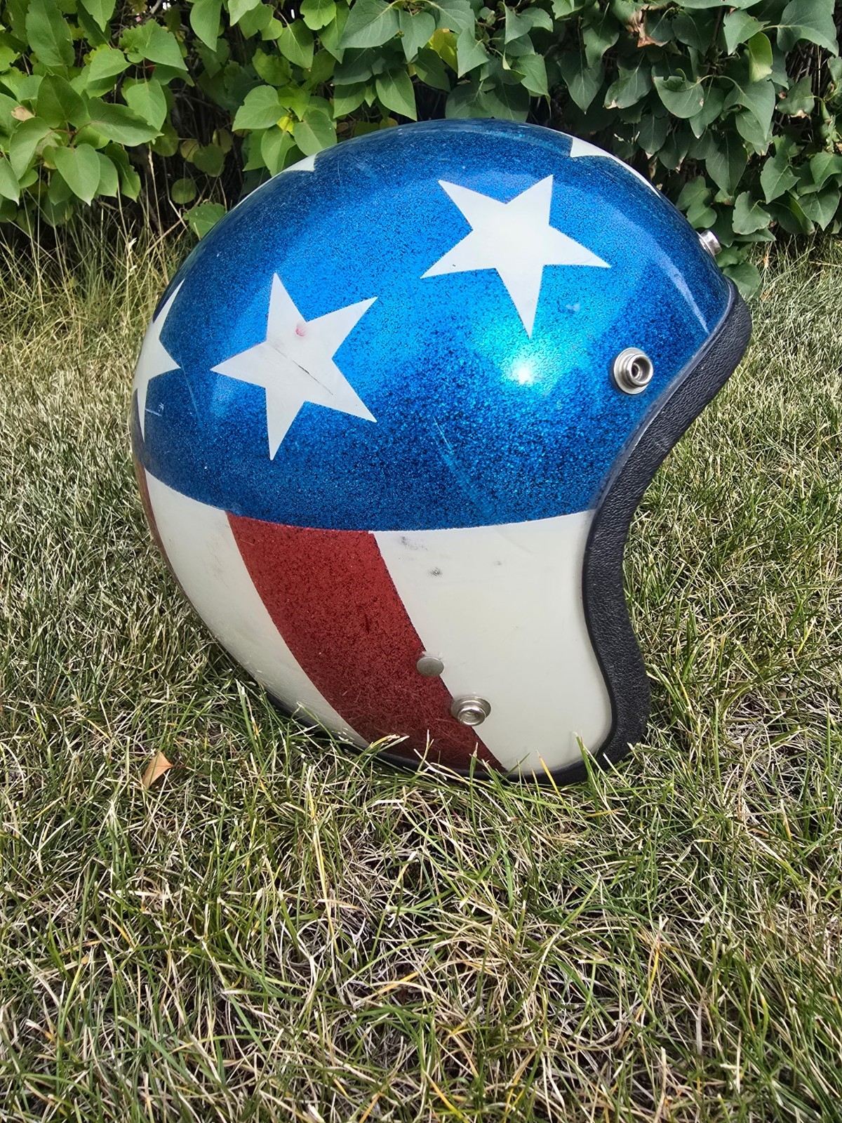 VTG Captain America Stars Stripes Motorcycle Helmet Easy Rider 1970\'s