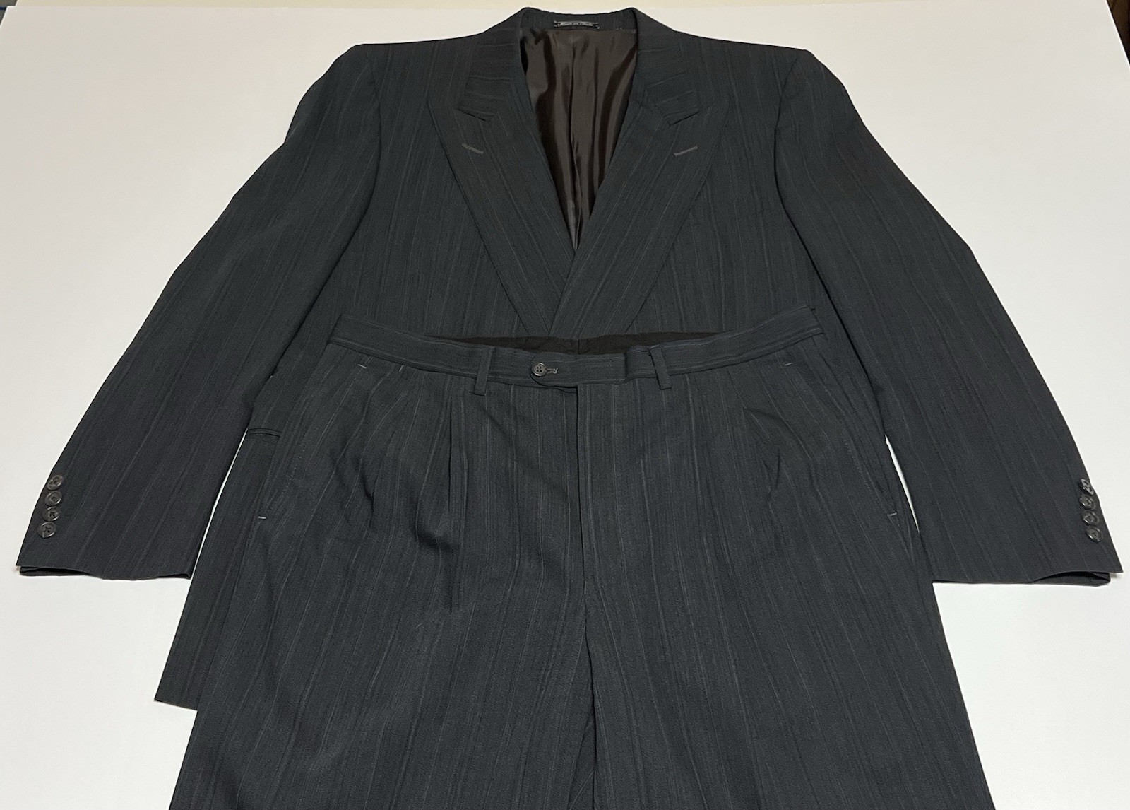 Vtg Ermenegildo Zegna Suit Mens 42R 35x32 Grey Pinstripe Wool Double Breasted