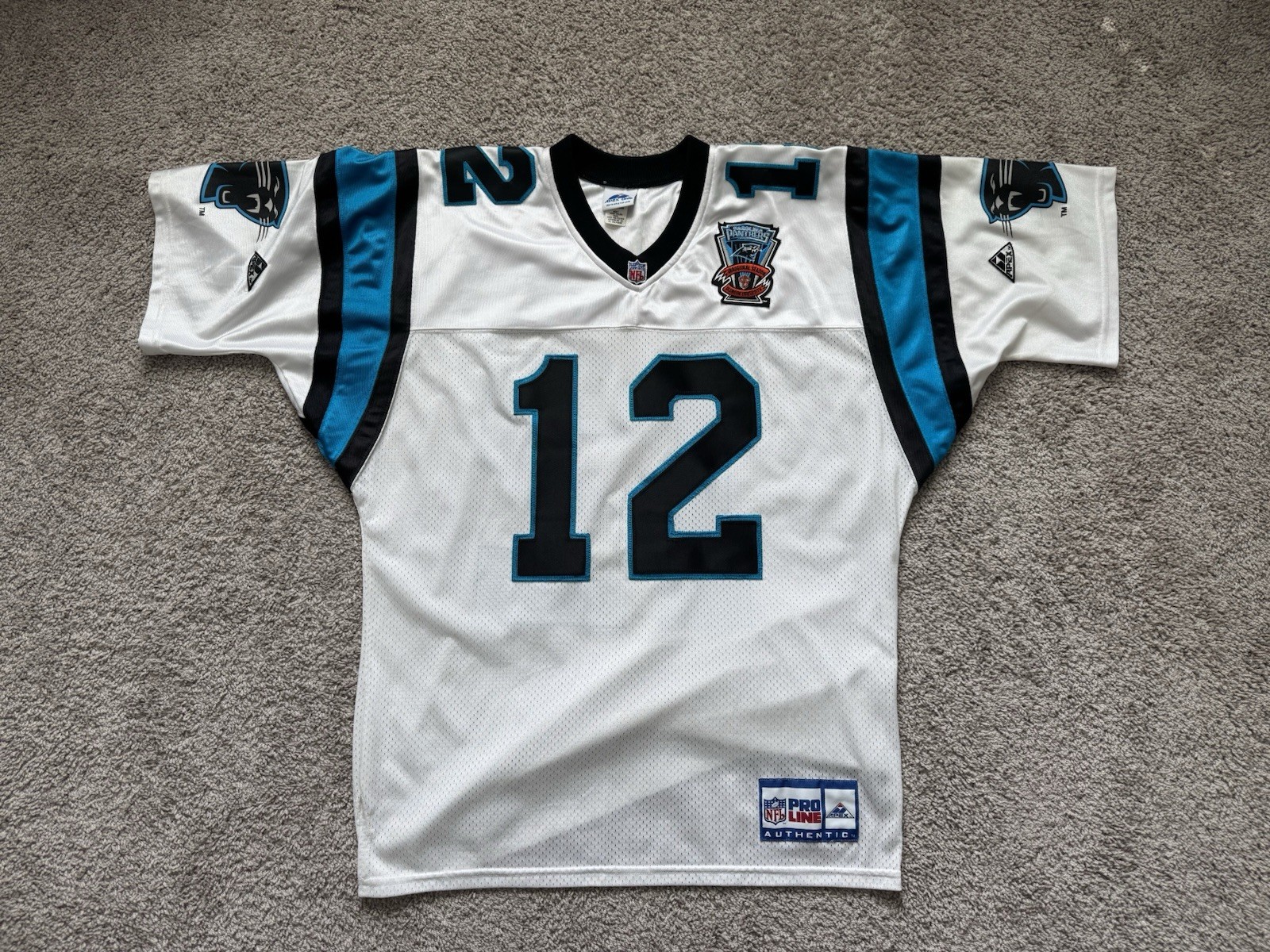 Carolina Panthers Kerry Collins Jersey Adult Large White VTG Apex Inaugural 1995 Carolina Panthers Kerry Collins Jersey Adult Large White VTG Apex Inaugural 1995