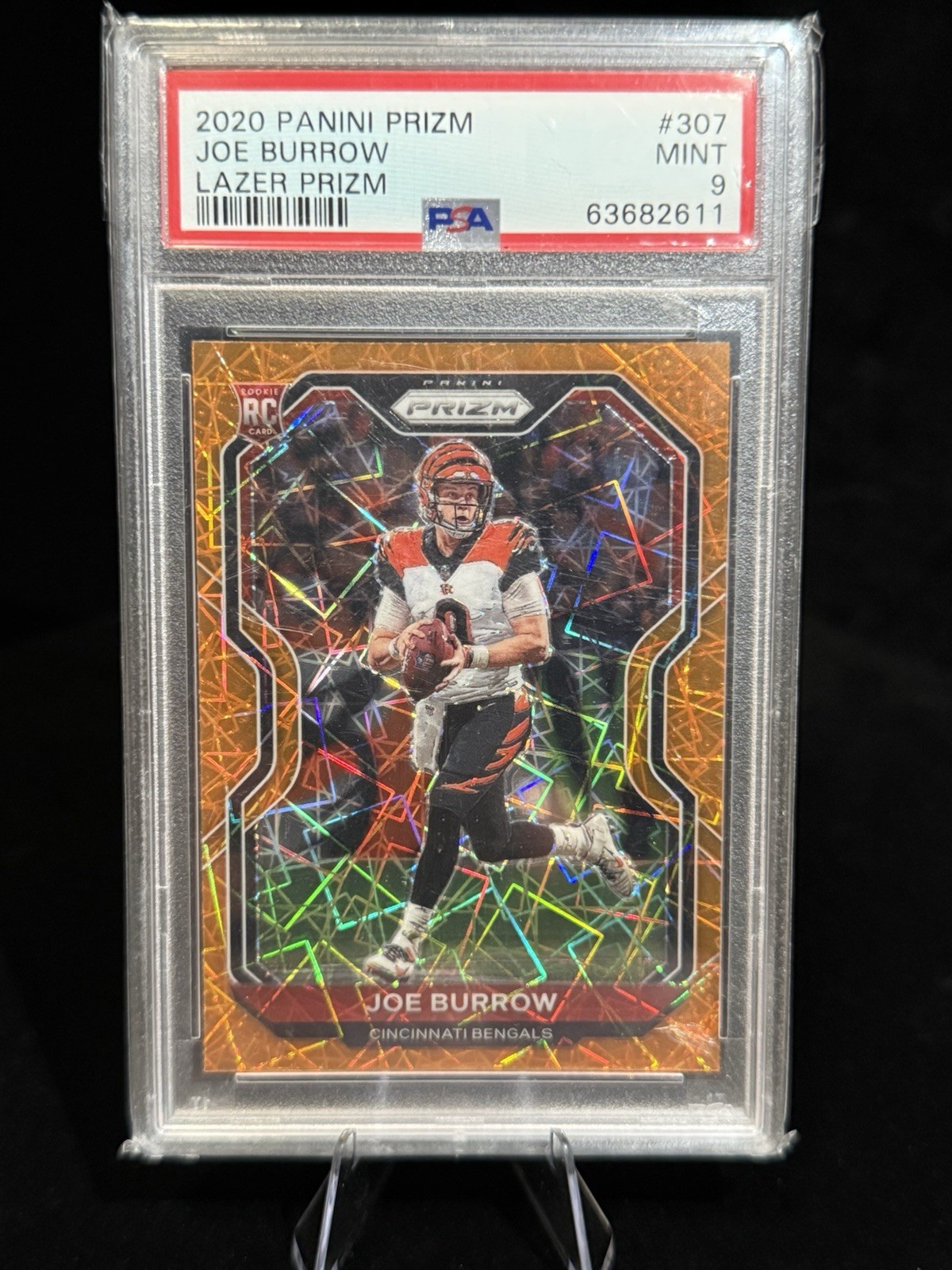 Panini 2020 Prizm Joe Burrow #307 Bengals Lazer Prizm Rookie PSA 9