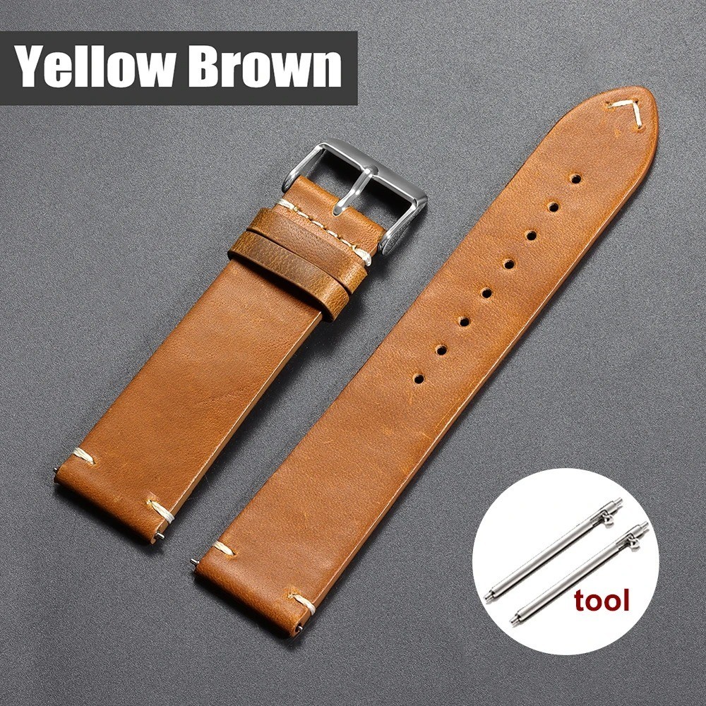 Retro Oil Wax Genuine Leather Watch Band 18 19 20 21 22 24mm Thin Cowhide Strap.