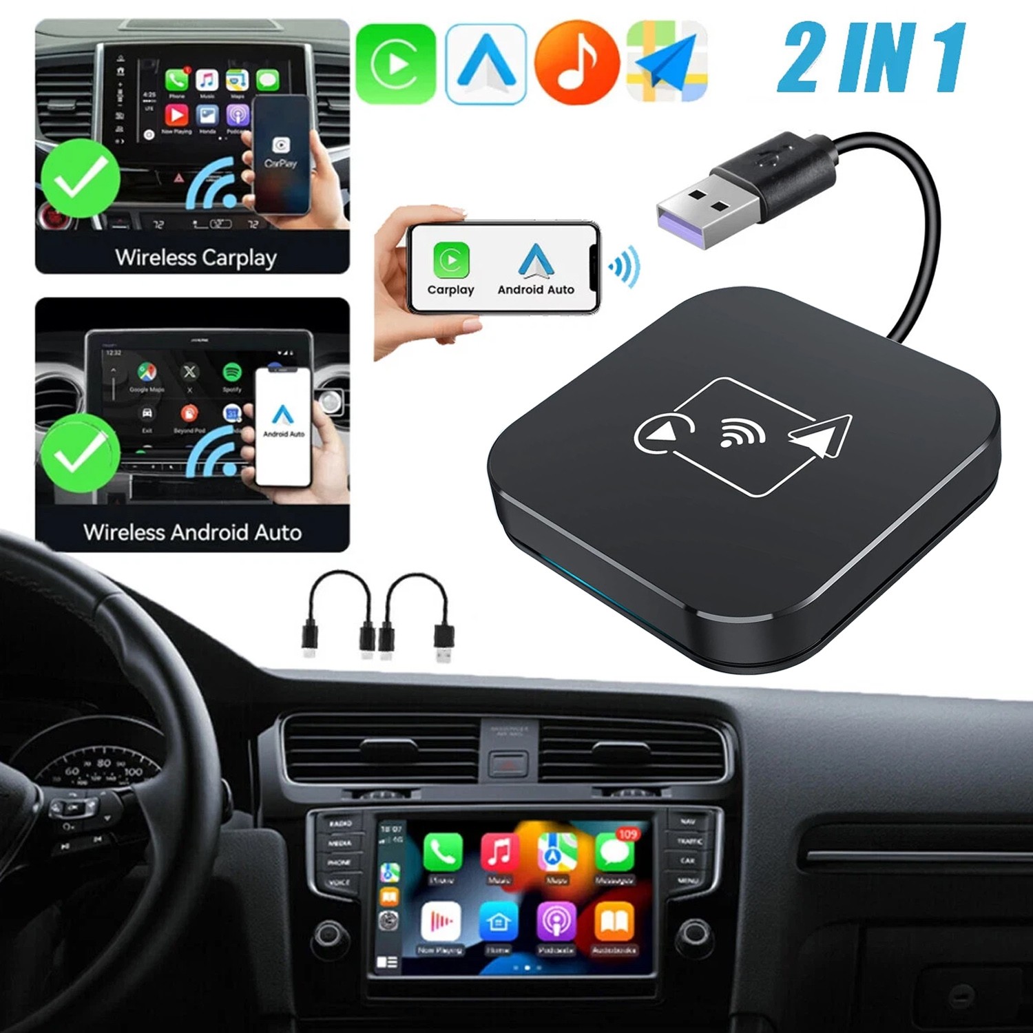 Wireless CarPlay Adapter USB Dongle For iPhone Apple Wireless Carplay Plug &Play