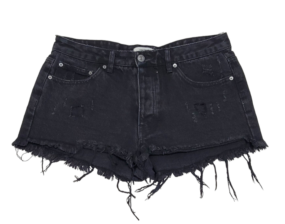 Forever 21 Womens Black Distressed Denim Cut Off Shorts Mid Rise Size 30 NWT