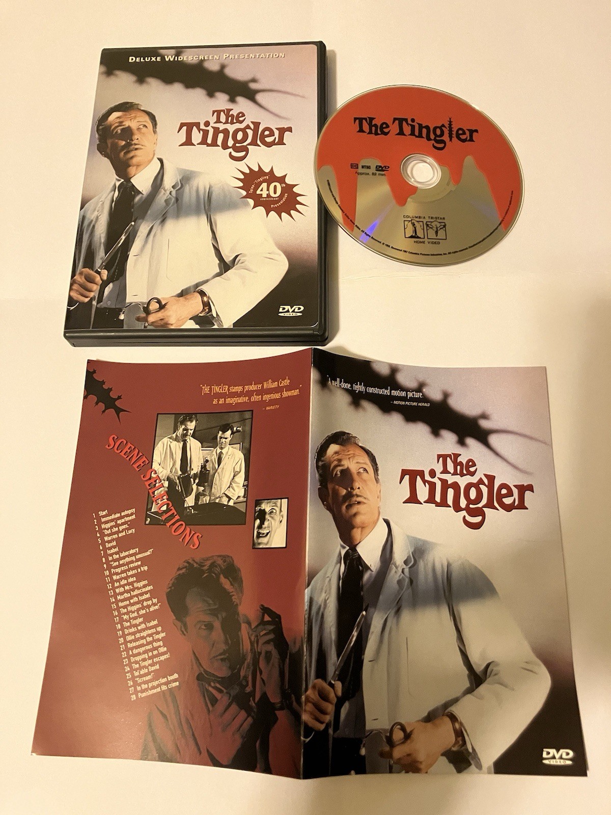 THE TINGLER DVD 1959 VINCENT PRICE 40TH ANNIVERSARY EDITION WILLIAM CASTLE THE TINGLER DVD 1959 VINCENT PRICE 40TH ANNIVERSARY EDITION WILLIAM CASTLE