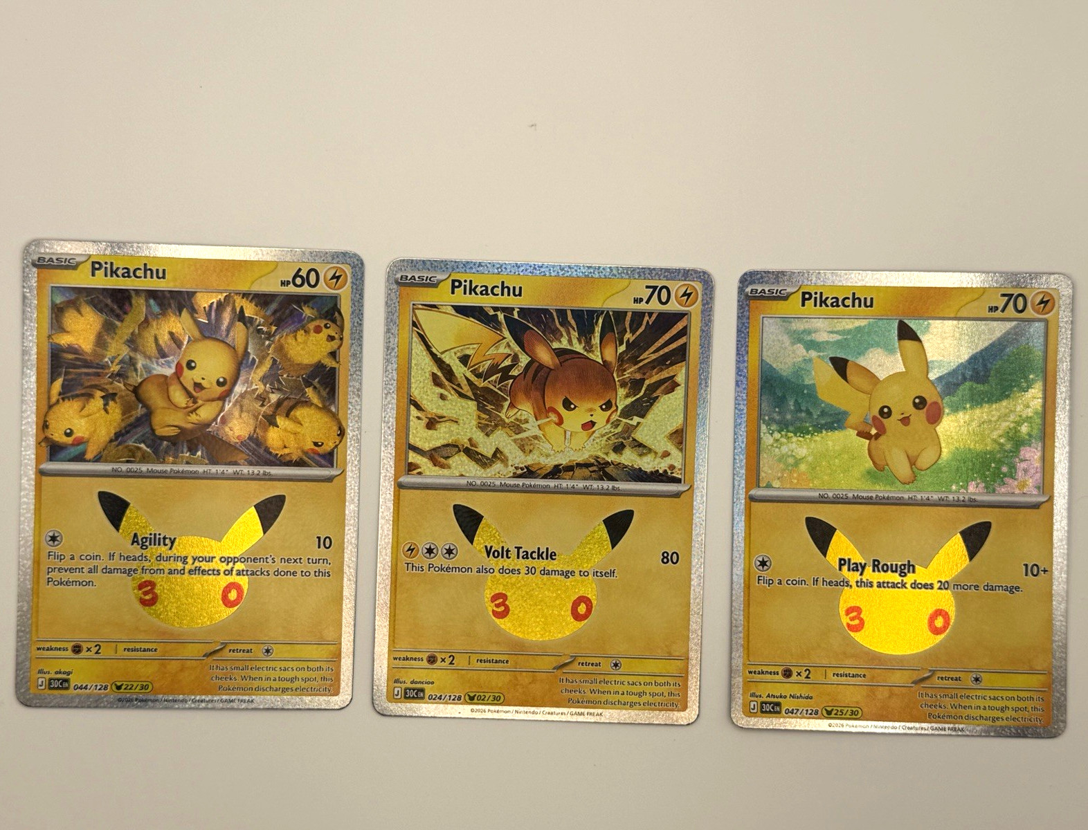 Pokemon TCG Pikachu Holo Promo 024/128 044/128 047/128 2026 EN (3) Pokemon TCG Pikachu Holo Promo 024/128 044/128 047/128 2026 EN (3)