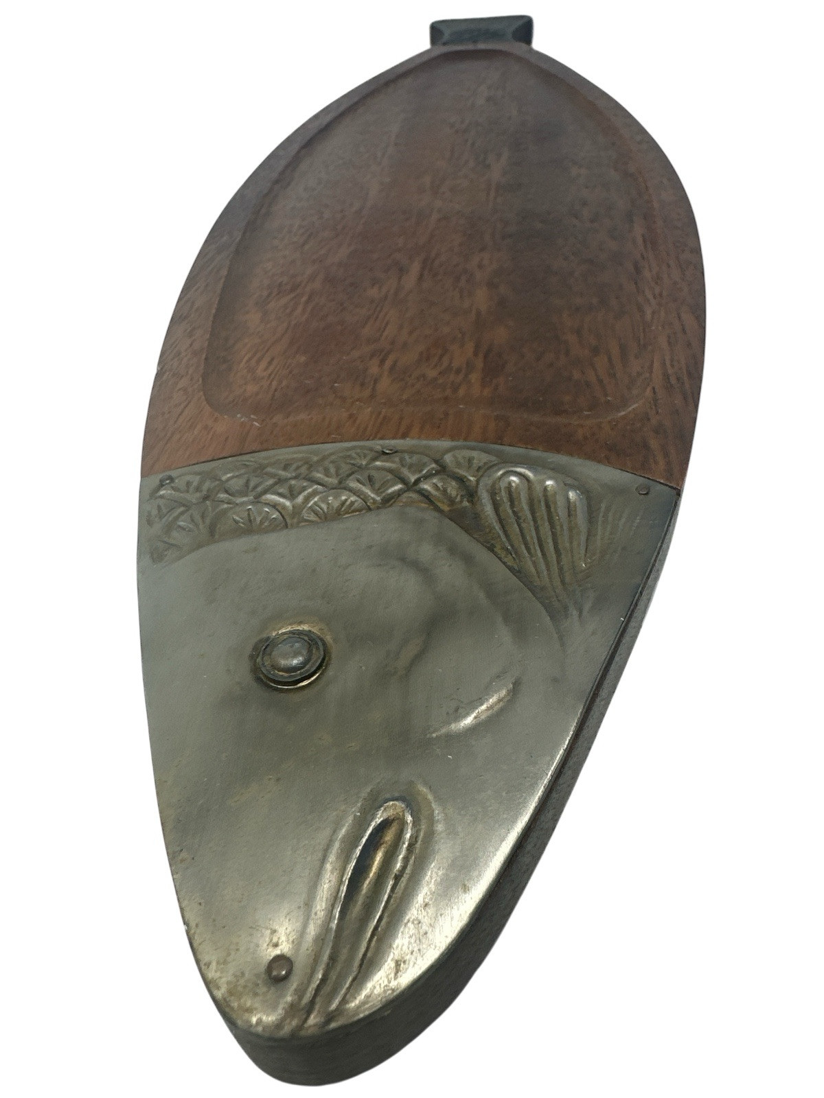 RARE 1960’s MCM Fish Platter Teak Pewter Serving Board Japan 26.5” MINT w/BOX RARE 1960’s MCM Fish Platter Teak Pewter Serving Board Japan 26.5” MINT w/BOX