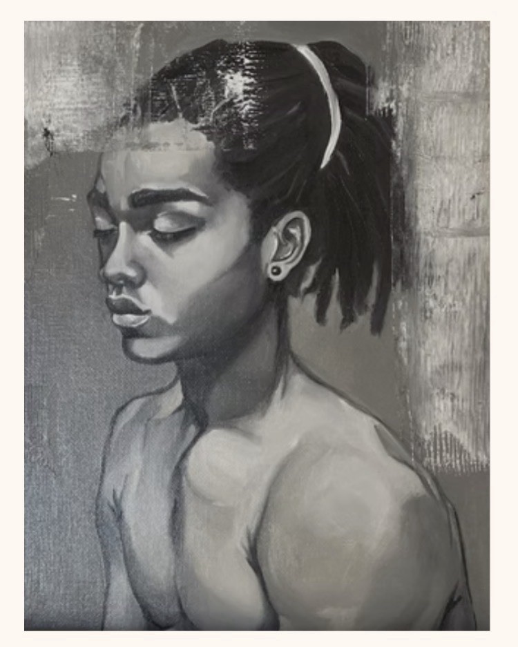 Original Oil Painting Portrait Black And White Oil On Canvas Board 9x12 Original Oil Painting Portrait Black And White Oil On Canvas Board 9x12