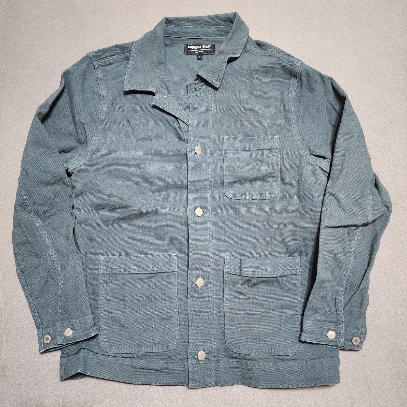 American Giant Made In USA Roughneck Chore Jacket Men’s Large Blue Cotton Blend