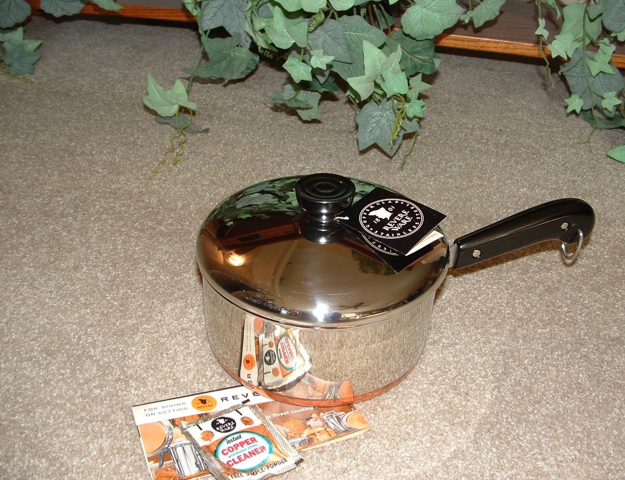 Vintage NOS USA Revere Ware 2 Quart Copper Clad Saucepan No. 1402 *NEW* pre 1968