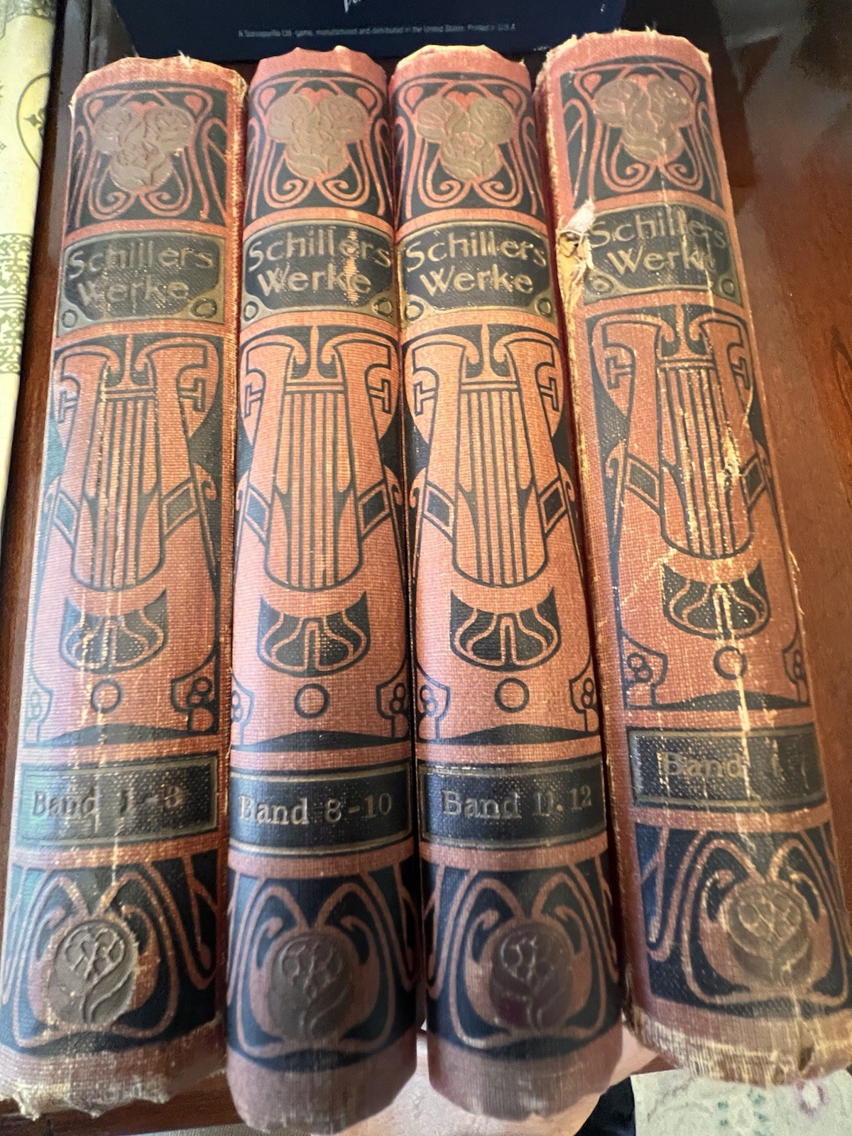 Antique SCHILLERS WERKE 4-Volume Hardback Books - German - Early 1900s or Older