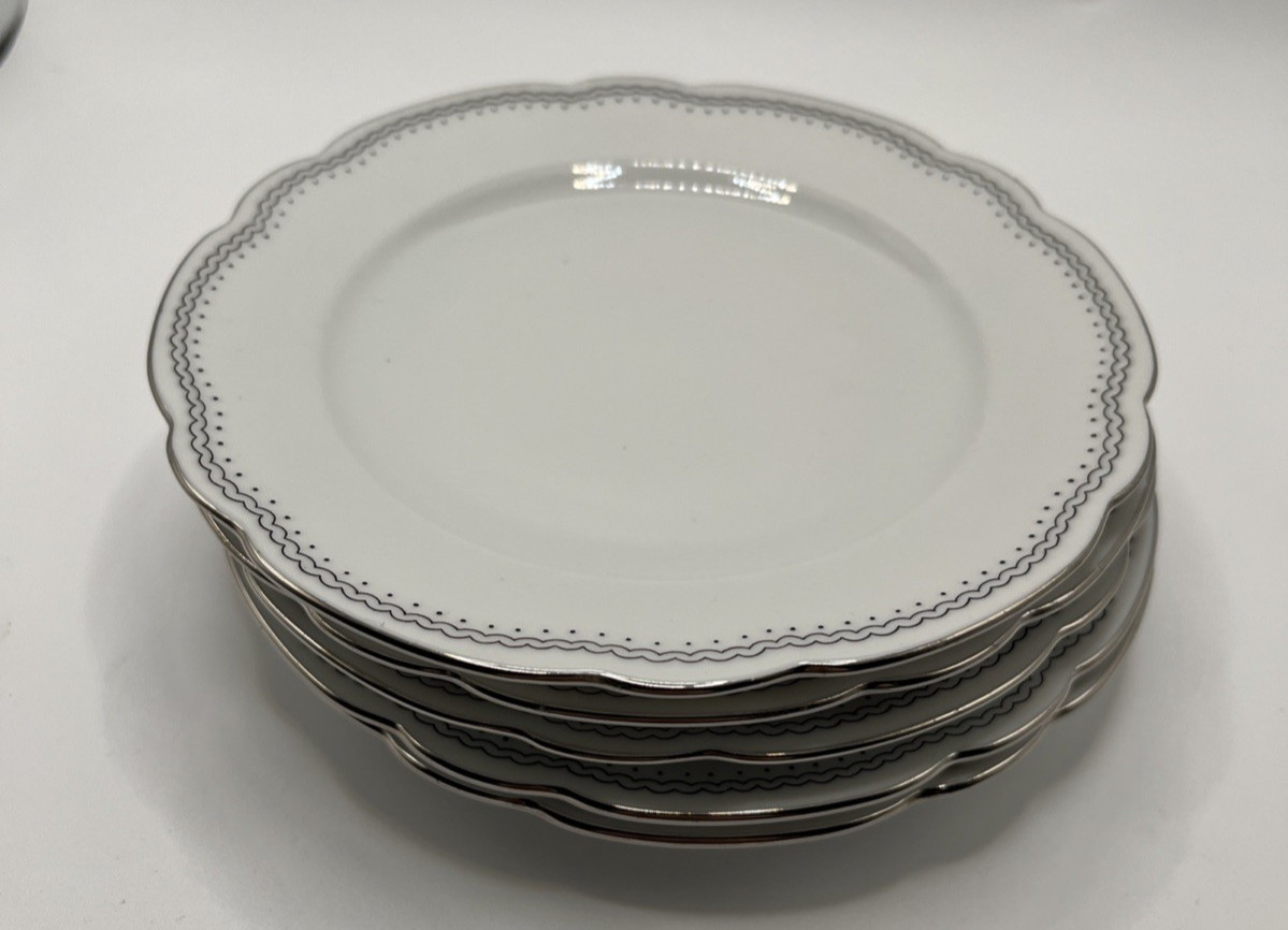 RARE Vintage Seltmann Weiden Bavaria Inka Platinum Silver Trim Bread Plates Set RARE Vintage Seltmann Weiden Bavaria Inka Platinum Silver Trim Bread Plates Set