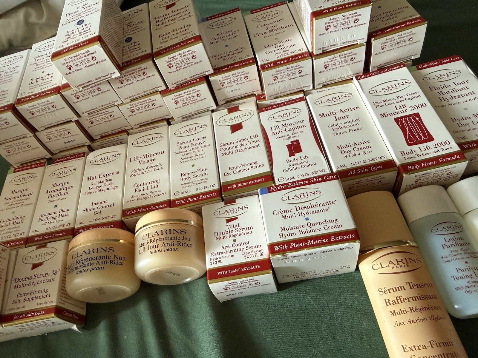 Movie Props VTG Expired Clarins NOS lot of 46 samples Unopened Set Design