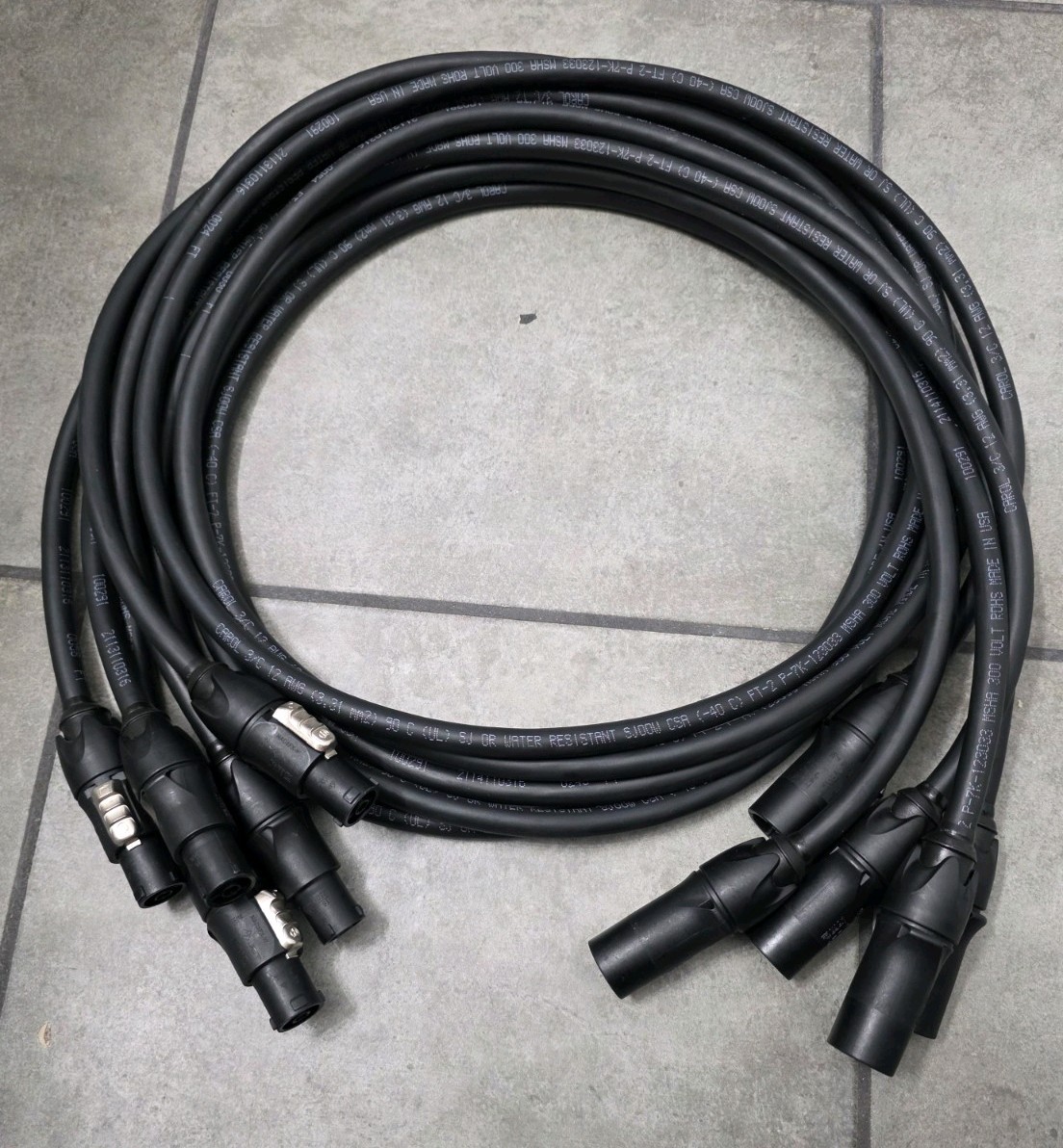 Lot Of 5 Neutrik Powercon True1 5 Ft Extension Jumper Cable 20A 250 Used