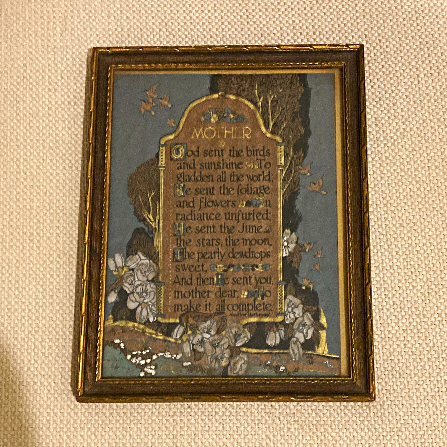 Vintage 1925 buzza Moto mother poem print 1930s Columbia art studios frame. Vintage 1925 buzza Moto mother poem print 1930s Columbia art studios frame.