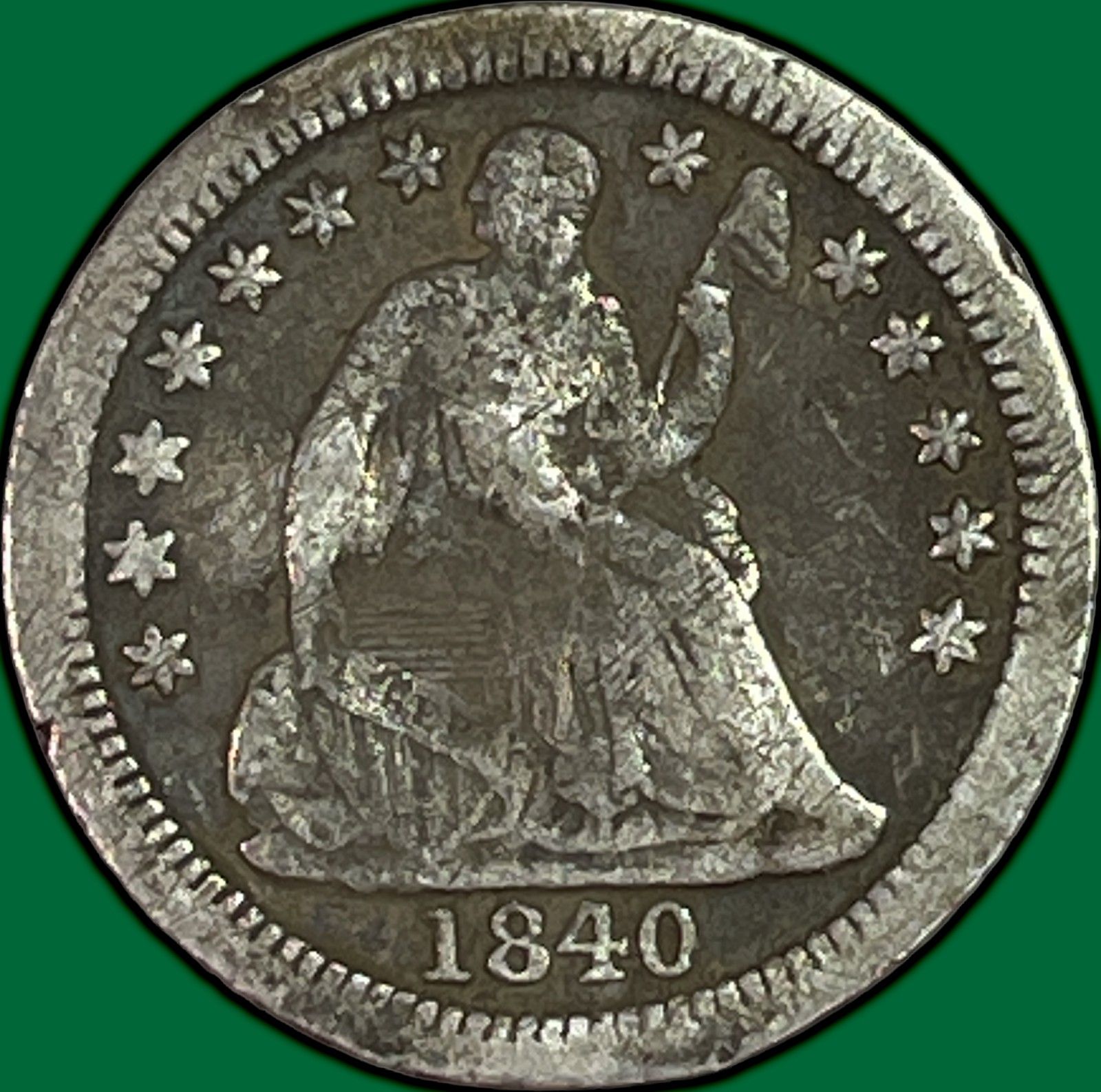 1840-O With Drapery Seated Liberty Half Dime Very Fine VF Coin, Damaged #46424