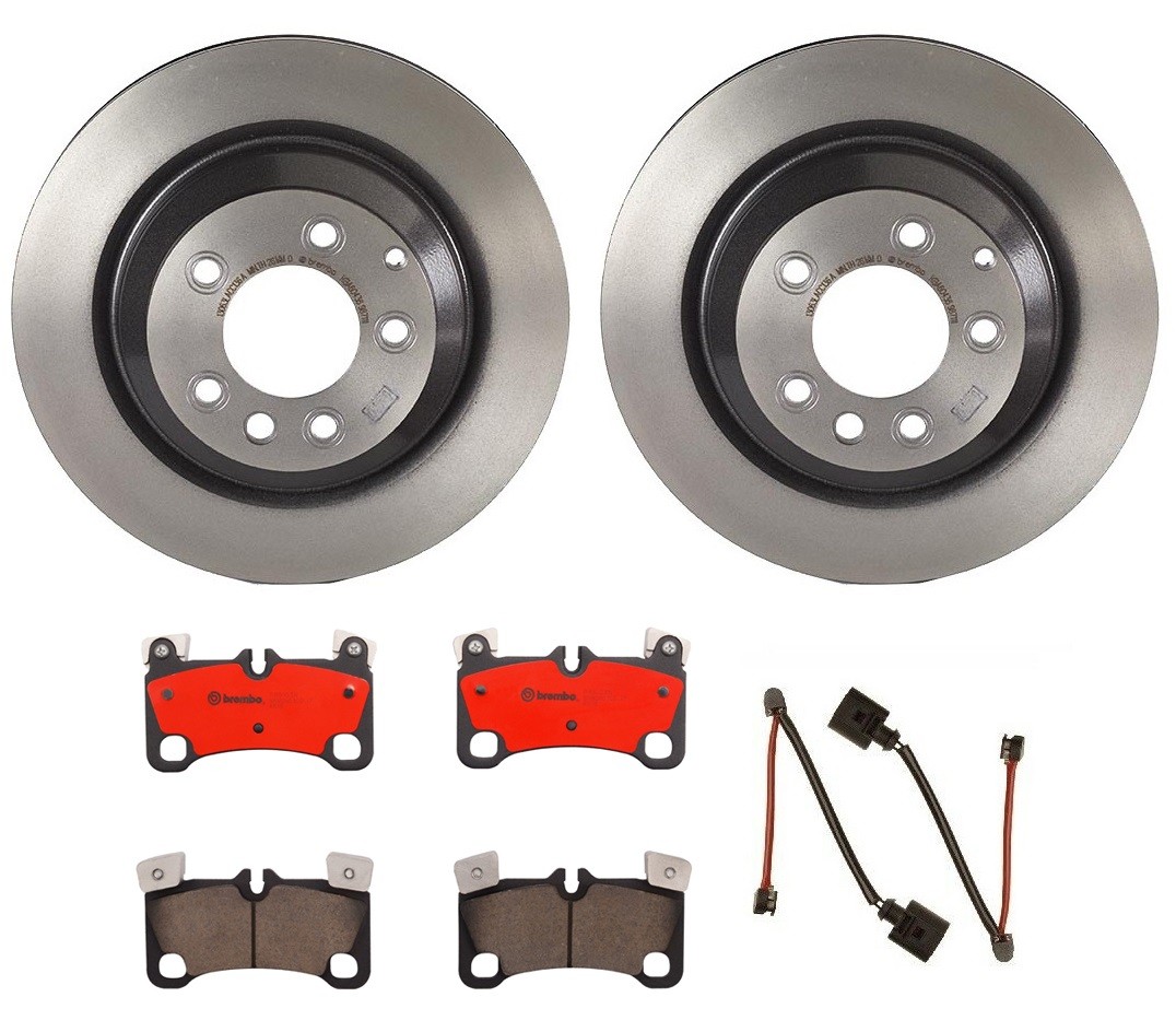 Brembo Rear Brake Kit Ceramic Pads Sensors 358mm Disc Rotors For Audi Q7 \'10-\'15
