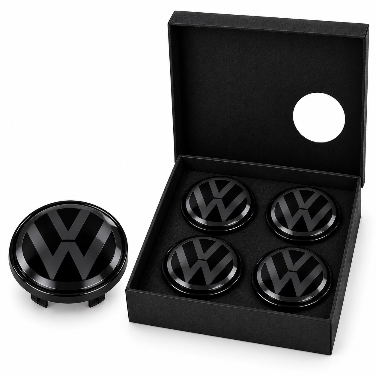 Dynamic Hub Caps Set of 4 Black - Floating Hub Caps - 65mm