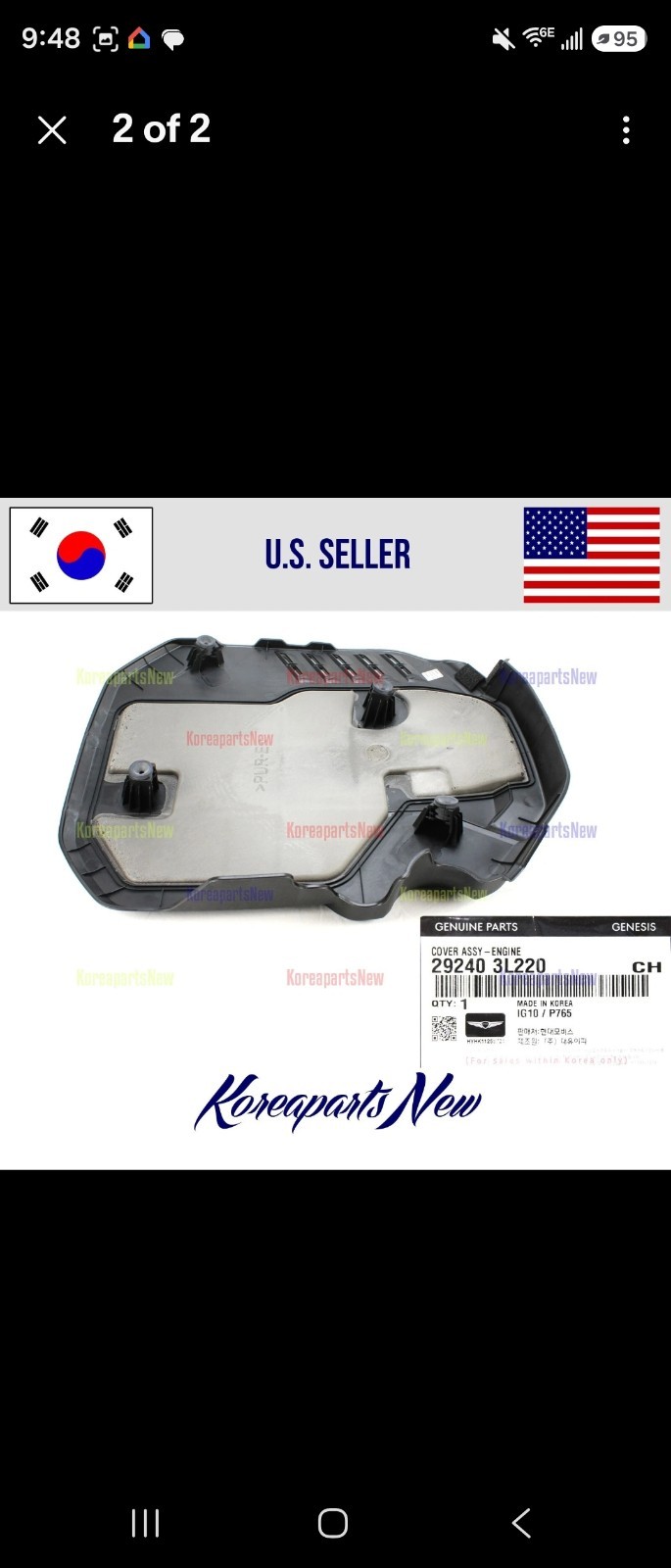 Kia 3.3L V6 Engine Appearance Cover 292403L220 ⭐OEM⭐ Kia Stinger GT 2018-2023 Kia 3.3L V6 Engine Appearance Cover 292403L220 ⭐OEM⭐ Kia Stinger GT 2018-2023