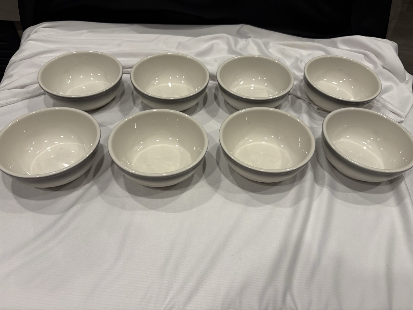 Eight (8) Homer Laughlin 5” Restaurant Ware Gray Band Dessert Bowls Eight (8) Homer Laughlin 5” Restaurant Ware Gray Band Dessert Bowls