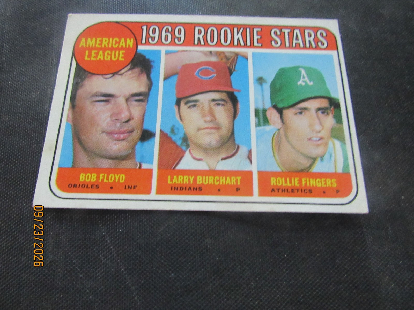 1969 Topps A.L. Rookie Stars #597 Bob Floyd Larry Burchart Rollie Fingers EX