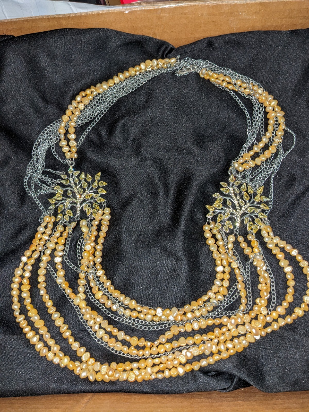 Rodrigo Otazu Vintage Yellow Crystal Bead  Tiered Statement Necklace