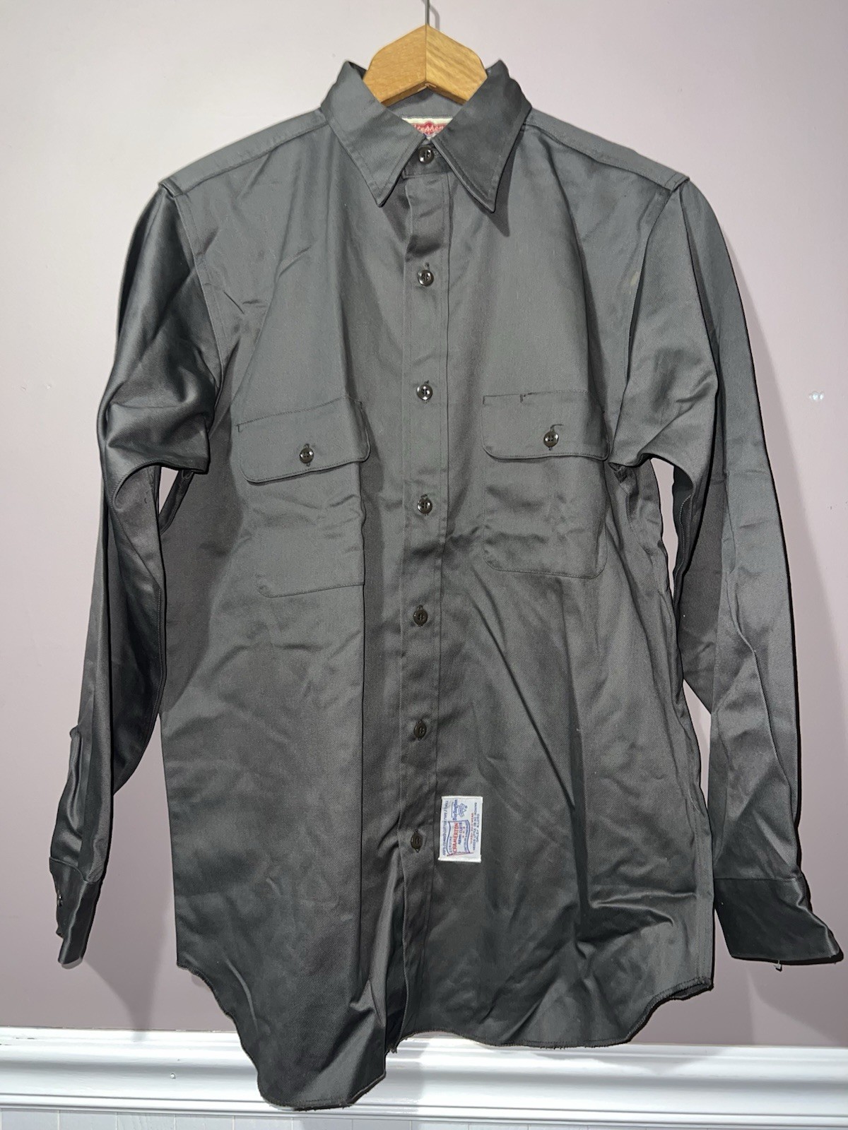 VINTAGE 1960\'s DEADSTOCK STEPHENS CRAMERTON ARMY CLOTH GREY WORK SHIRT