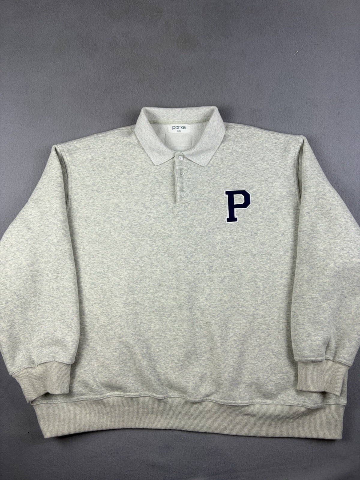 PARKE Henley Sweatshirt Women’s Size 2XL Gray Heather Cotton Knit Long Sleeve