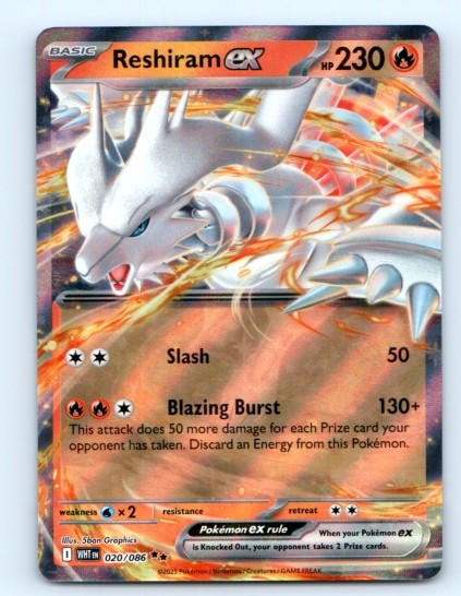 Reshiram ex 020/086 ~ English Near Mint