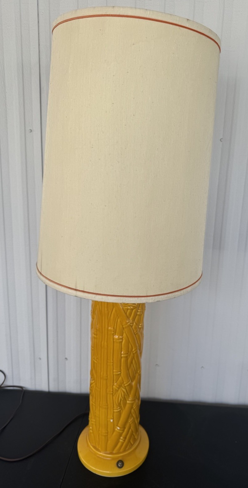 Vintage MCM Hollywood Regency Tall Yellow Ceramic Bamboo Lamp Retro Boho 39” Vintage MCM Hollywood Regency Tall Yellow Ceramic Bamboo Lamp Retro Boho 39”