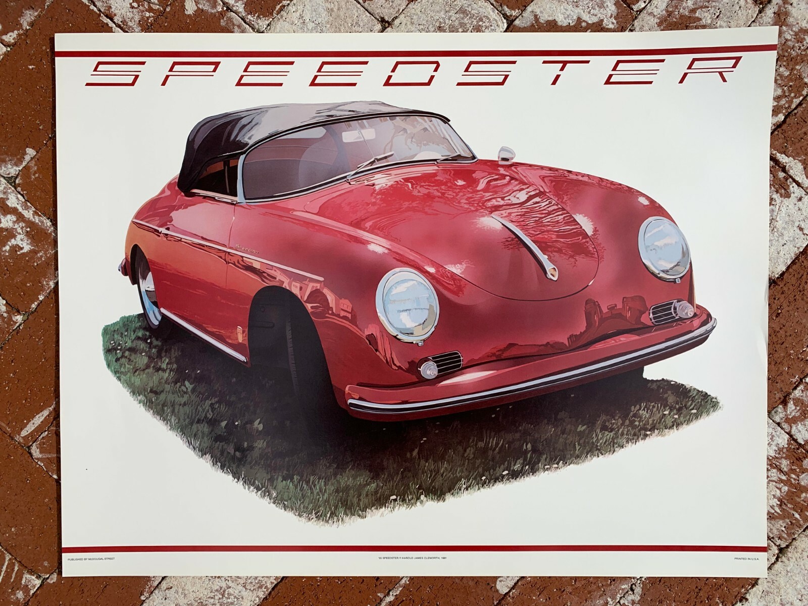 Harold Cleworth 1955 Porsche 356 Speedster Poster New Old Stock