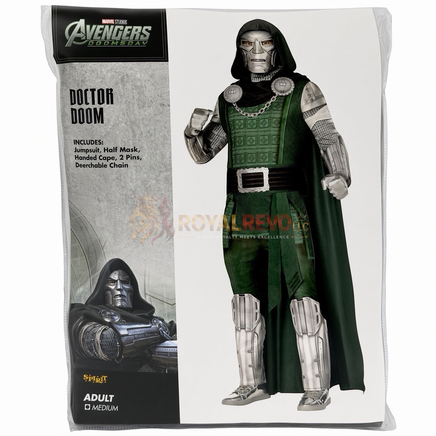 05051388 Spirit Halloween Adult Doctor Doom Costume -Avengers Doomsday Size Vary
