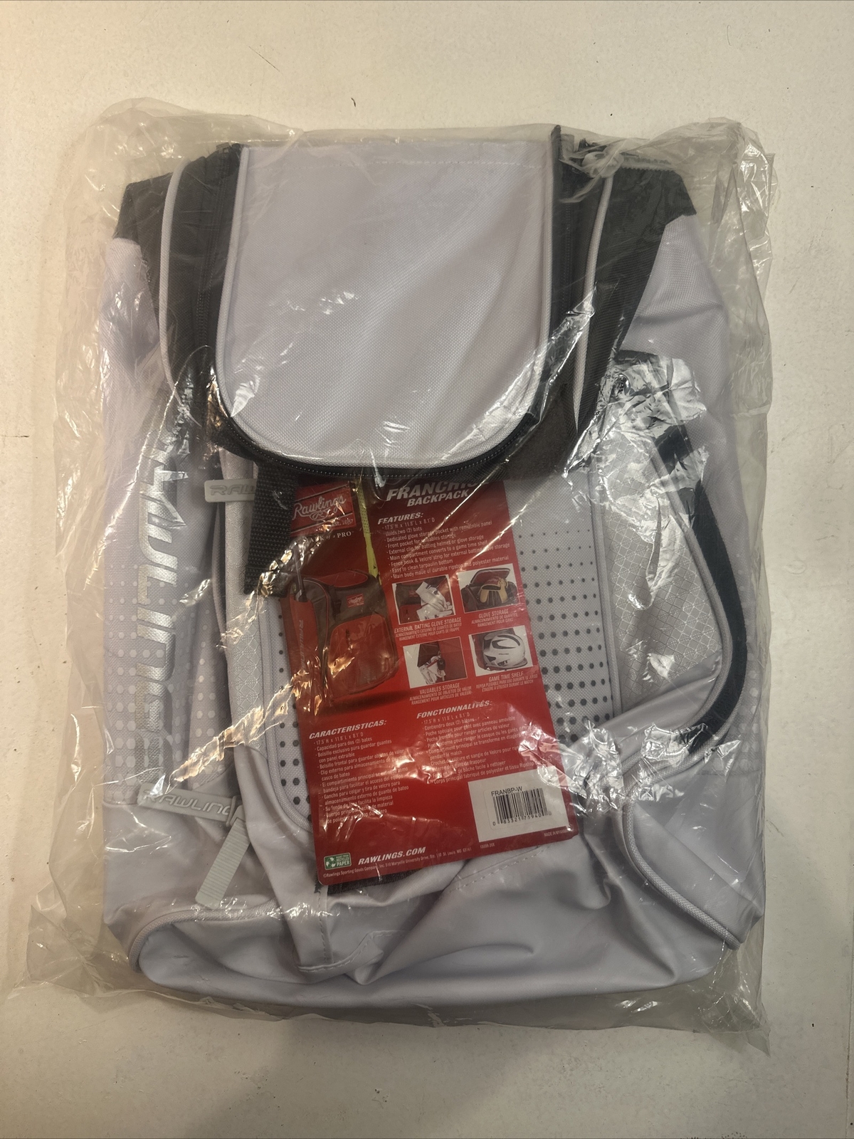 Rawlings Franchise Backpack Baseball & Fastpitch Softball Bat Bag White/Black Rawlings Franchise Backpack Baseball & Fastpitch Softball Bat Bag White/Black
