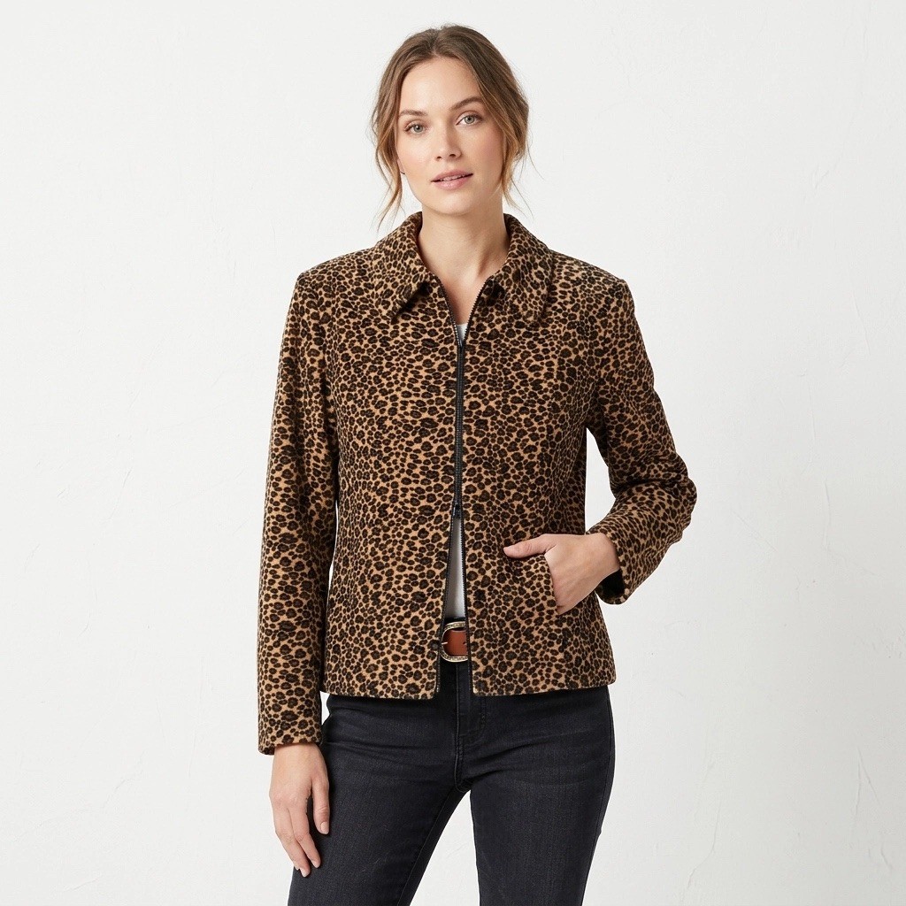 Lena Gabrielle 12 Jacket Faux Fur Leopard Print Vintage Made in USA Glam Rock
