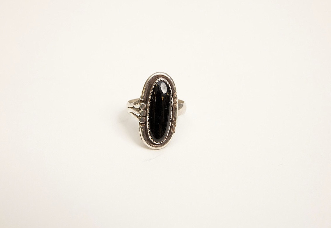 Black onyx ring sterling silver size 7.5