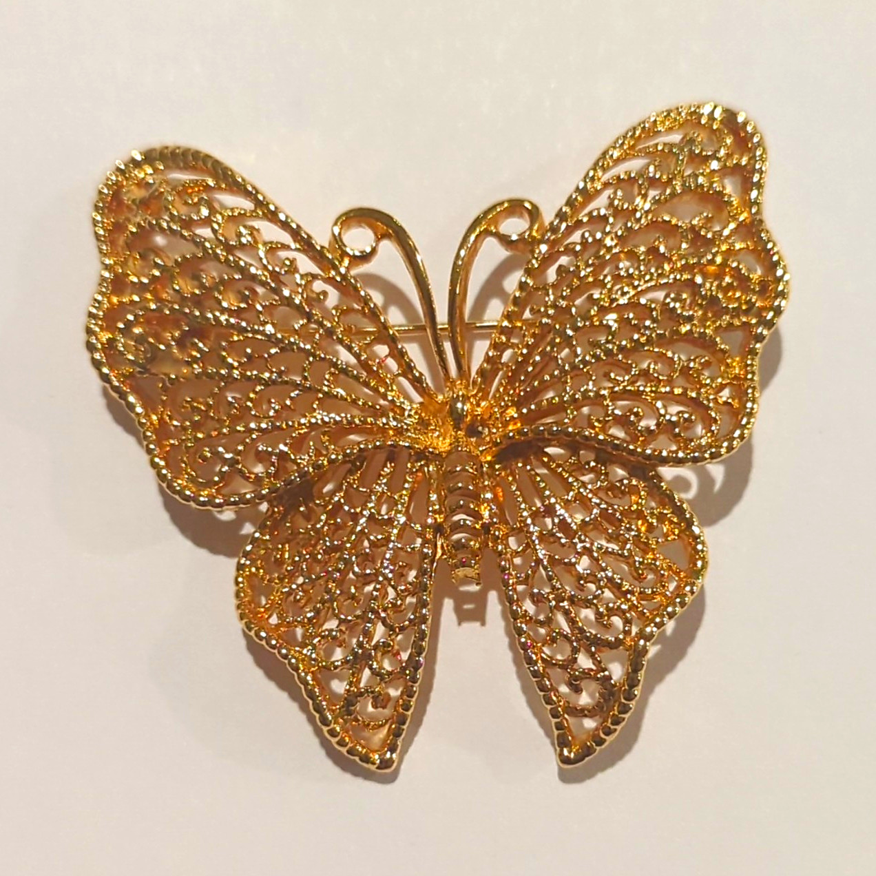 Vintage Stamped Napier Butterfly Gold Brooch