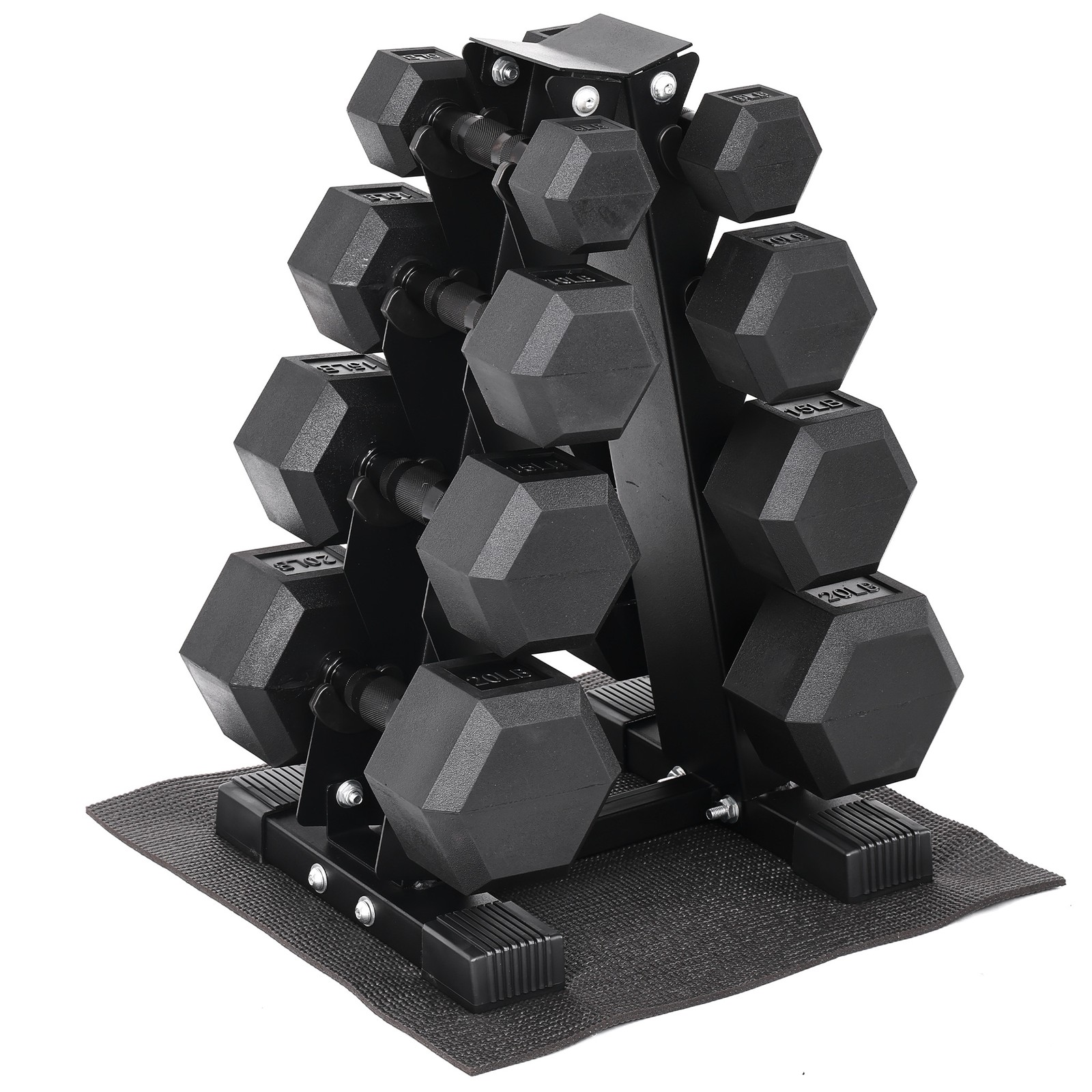 BalanceFrom Dumbbell Set with Stand, Rubber Encased Home Gym Hand Weights, 100lb