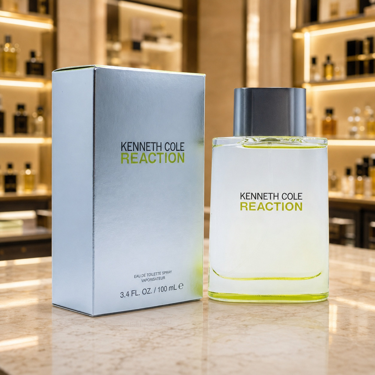 Reaction by Kenneth Cole 3.4 oz EDT Cologne for Men New In Sealed Box Reaction by Kenneth Cole 3.4 oz EDT Cologne for Men New In Sealed Box